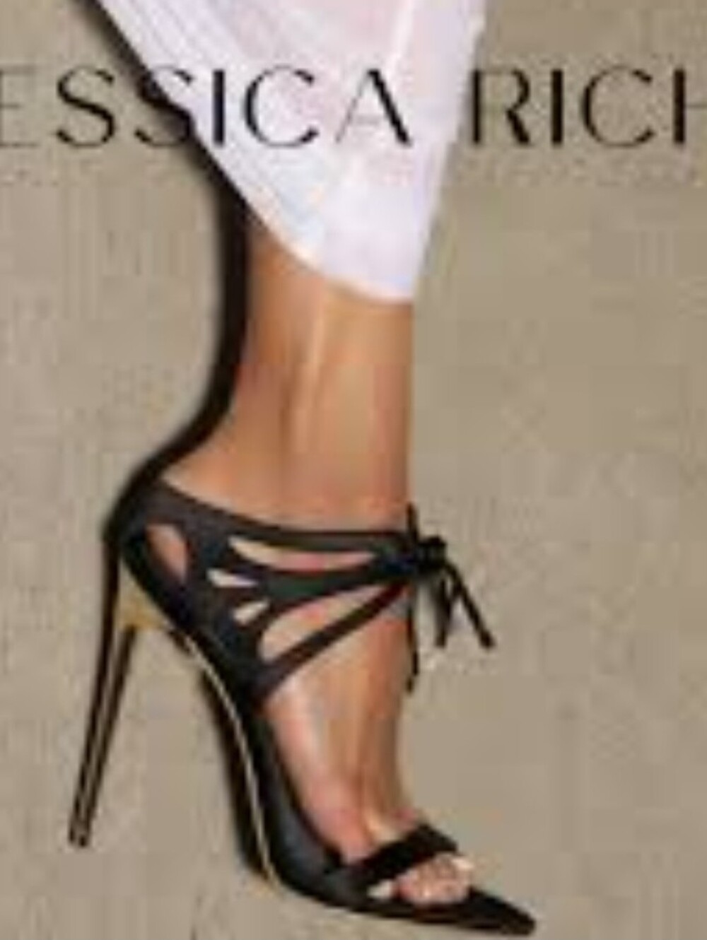 Jessica Rich Black Cutout Lace-Up Stiletto Sandals